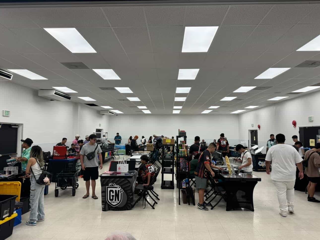 GetNutz x Paradise Show — show floor during setup with GetNutz-branded booth