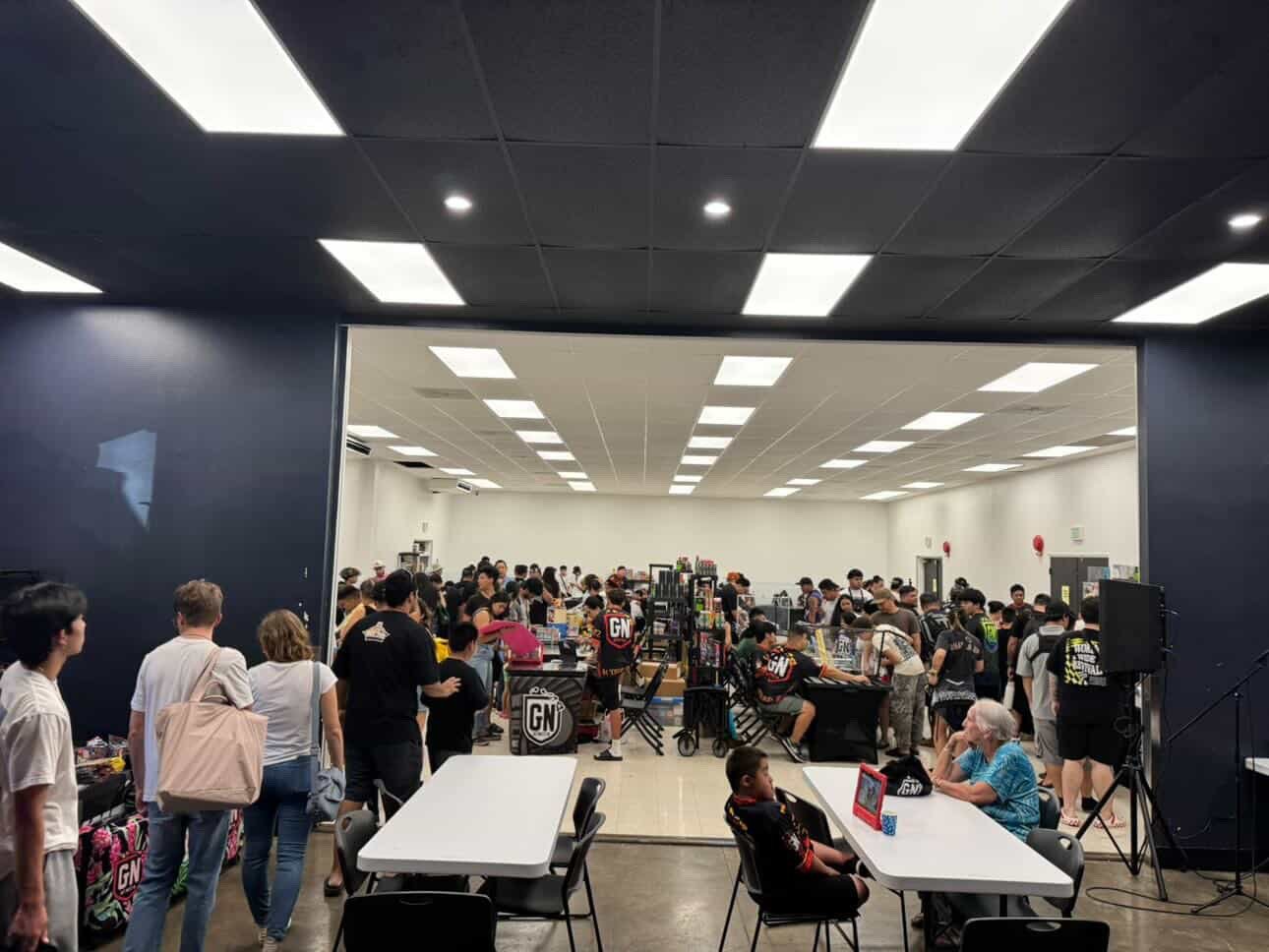 GetNutz x Paradise Show — wide view from the entrance looking into the packed main room